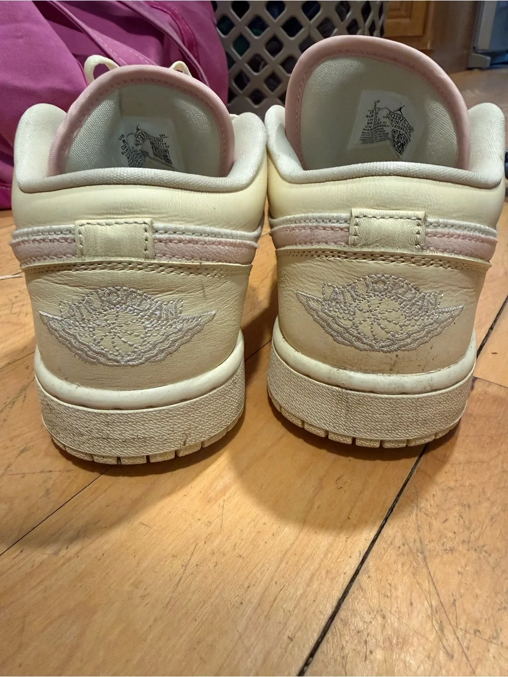 Air Jordan 1 Low SE Cream and Light Pink Low-Top Sneaker
